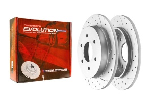Задний тормозной диск Evolution с перфорацией и насечками в покрытии GEOMET для Infiniti QX56 I, Nissan Armada I, Titan I