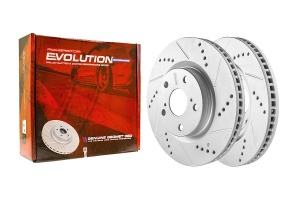 Передний тормозной диск Evolution с перфорацией и насечками в покрытии GEOMET для Toyota RAV4 (XA40)