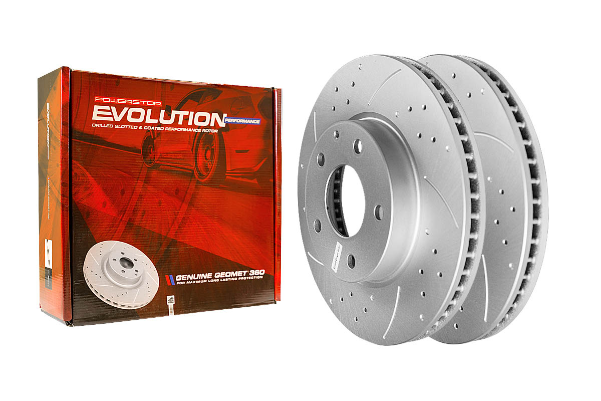 Передний тормозной диск Evolution с перфорацией и насечками в покрытии GEOMET для Mazda 3, CX-3
