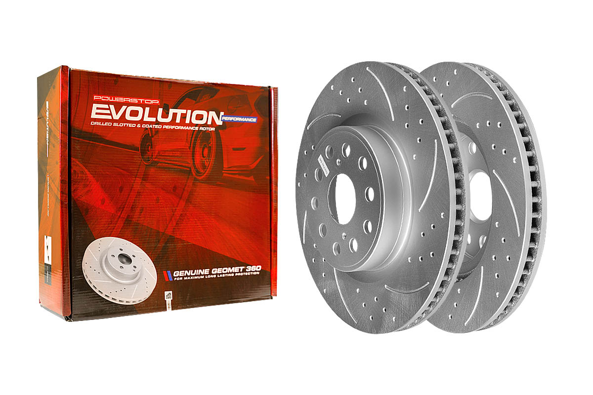 Передний тормозной диск Evolution с перфорацией и насечками, в покрытии GEOMET для Lexus LS460 USF40L