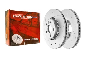 Передний тормозной диск Evolution с перфорацией и насечками в покрытии GEOMET для Ford Galaxy II, S-MAX I, Land Rover Freelander II, Volvo S60 II, S80 II, V60 I, V70 III, XC70 II